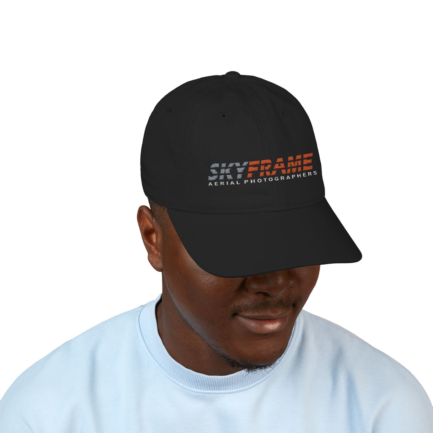 Aerial Photography Embroidered Baseball Cap — USA Flag Text