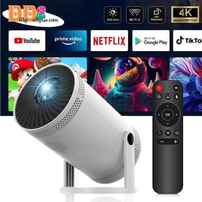 Mini Portable Projector - 260 ANSI | 1080P &amp; 4K Supported | 5G WiFi | Bluetooth | 180° Rotation | Home &amp; Outdoor Cinema