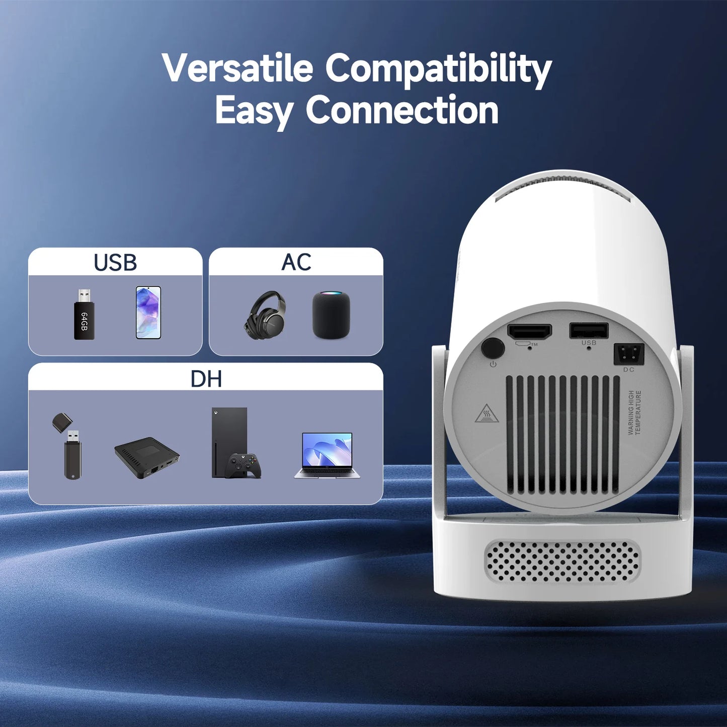 Magcubic HY300 Pro Projector 4K 720P With 5W Speaker Android 11 8000 Lumens WiFi 6 BT5.4 Outdoor Video Home Theater Projector