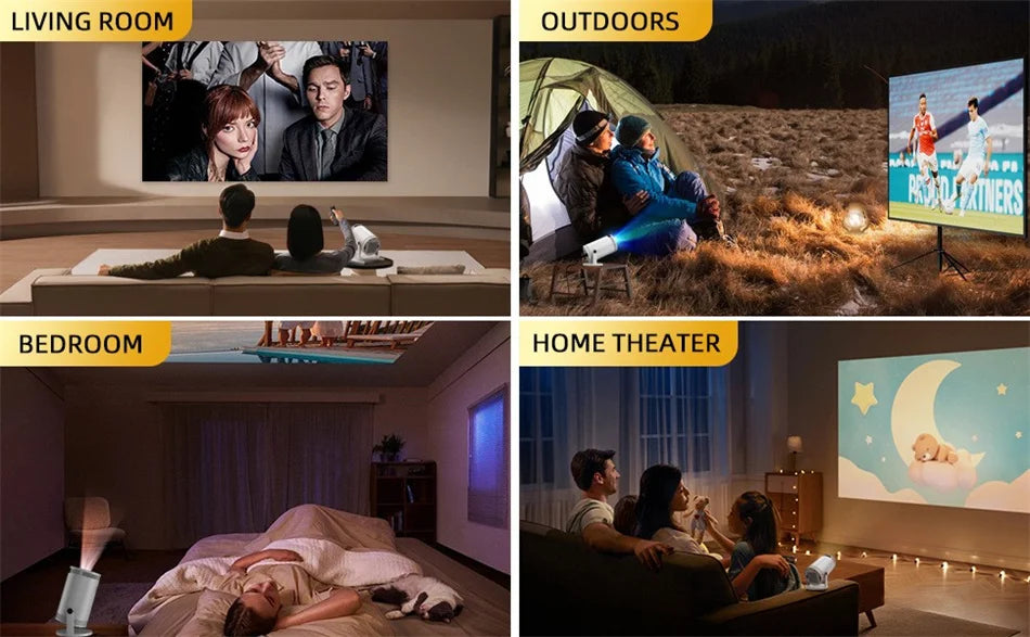 Mini Portable Projector - 260 ANSI | 1080P &amp; 4K Supported | 5G WiFi | Bluetooth | 180° Rotation | Home &amp; Outdoor Cinema