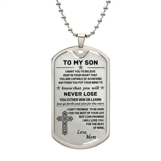 Dog Tag - To My Son - Personalized Engraving, Silver / Gold