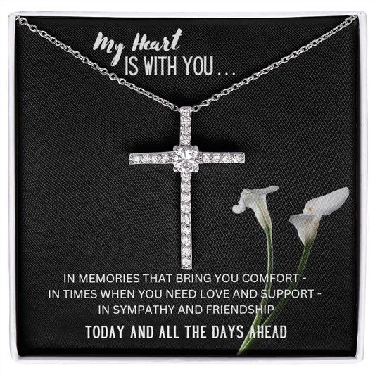 My Heart Is With You - CZ Cross Necklace