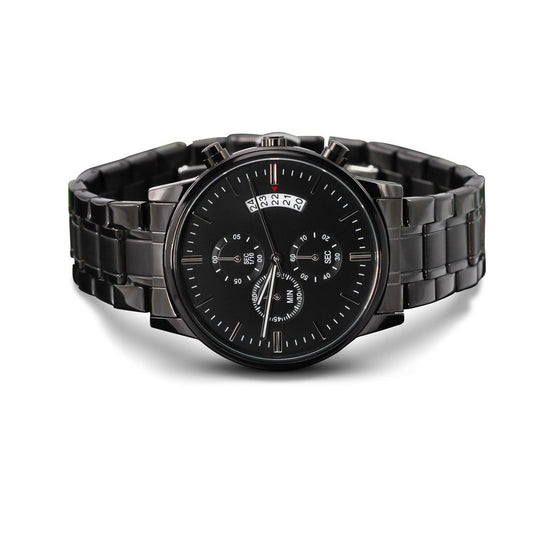 Personalized Black Chronograph Watch, Make him feel as special as he is