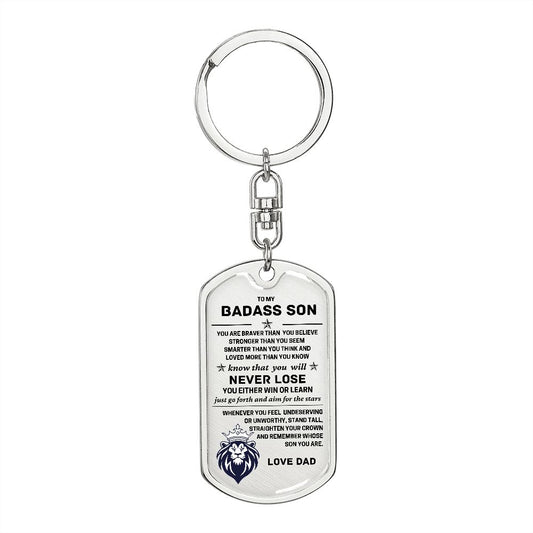 Dog Tag Swivel Key Chain from Father to Son - Personalized Engraving