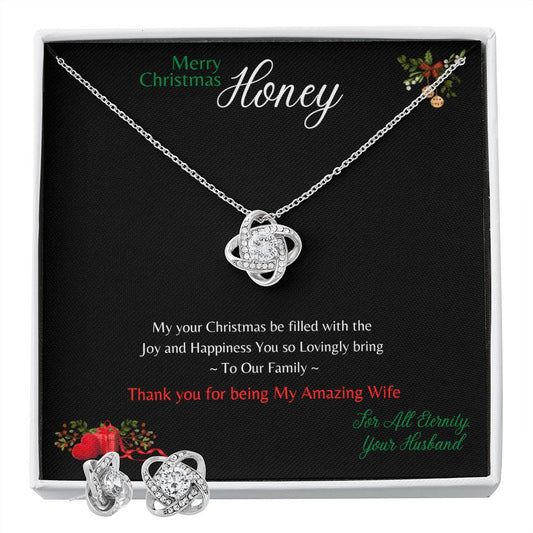 Love Knot Earrings & Necklace - Merry Christmas Honey