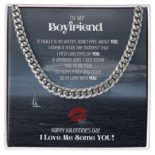 To My Boyfriend - Cuban Link Chain Necklace, Silver / Gold