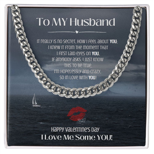 Husband Valentine - Cuban Link Chain Necklace - Silver / Gold