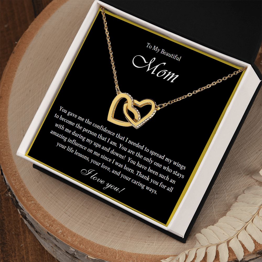 Interlocking Hearts Necklace, Yellow & white Gold variants, Mother's Day, Beautiful Mom