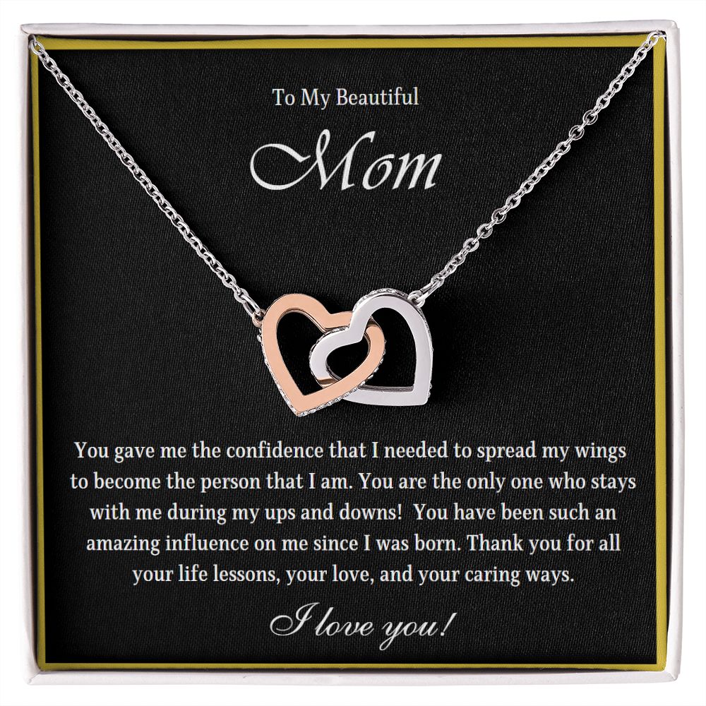 Interlocking Hearts Necklace, Yellow & white Gold variants, Mother's Day, Beautiful Mom