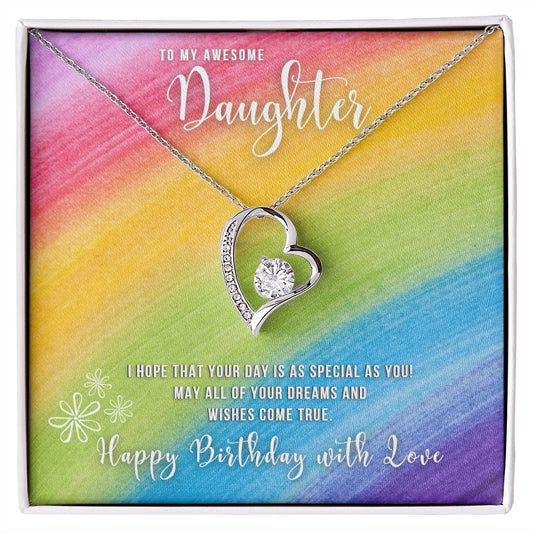 Forever Love Necklace - Happy Birthday Awesome Daughter