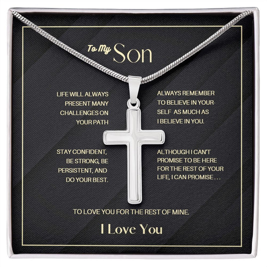 Stainless Cross Necklace - To Son, Promise to Love You